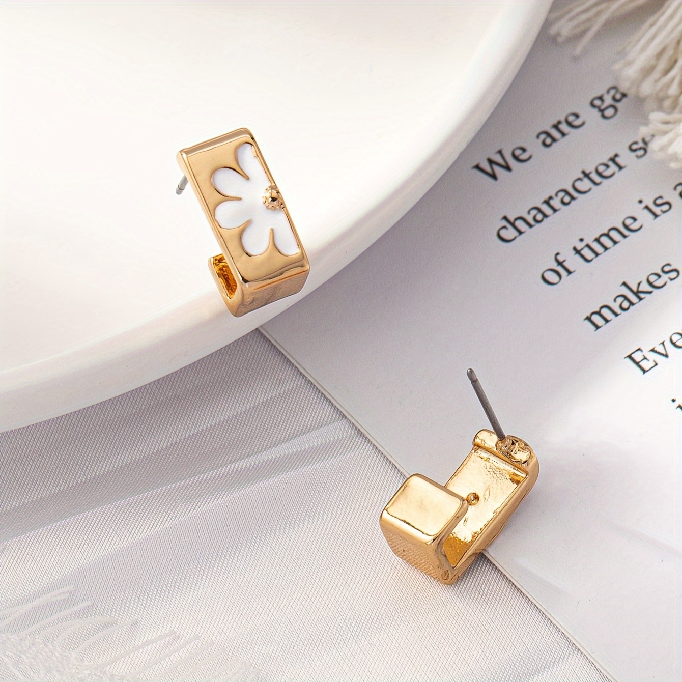 Enamel 18K Golden Plated Drop Earrings for Women