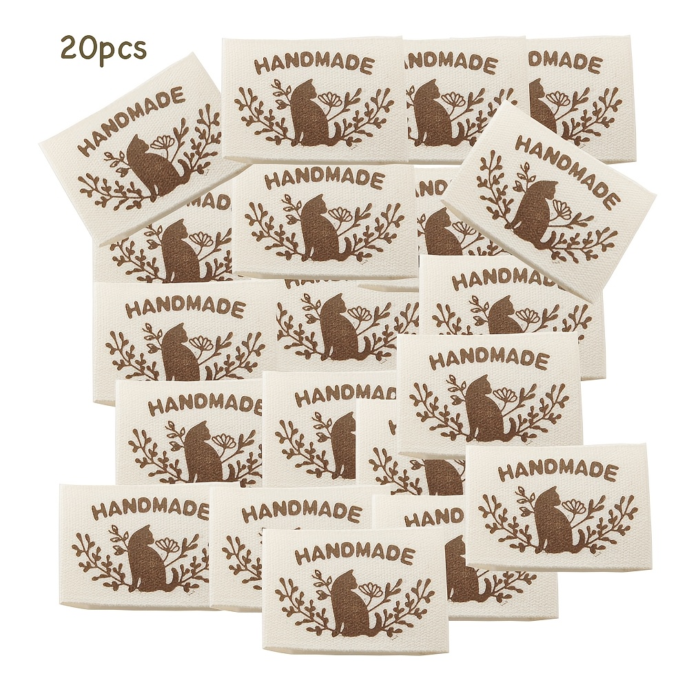 Image of 20pcs Handmade Cute Cat Fabric Patches For Bags, Hats, And Clothing Decoration Sewing Accessories