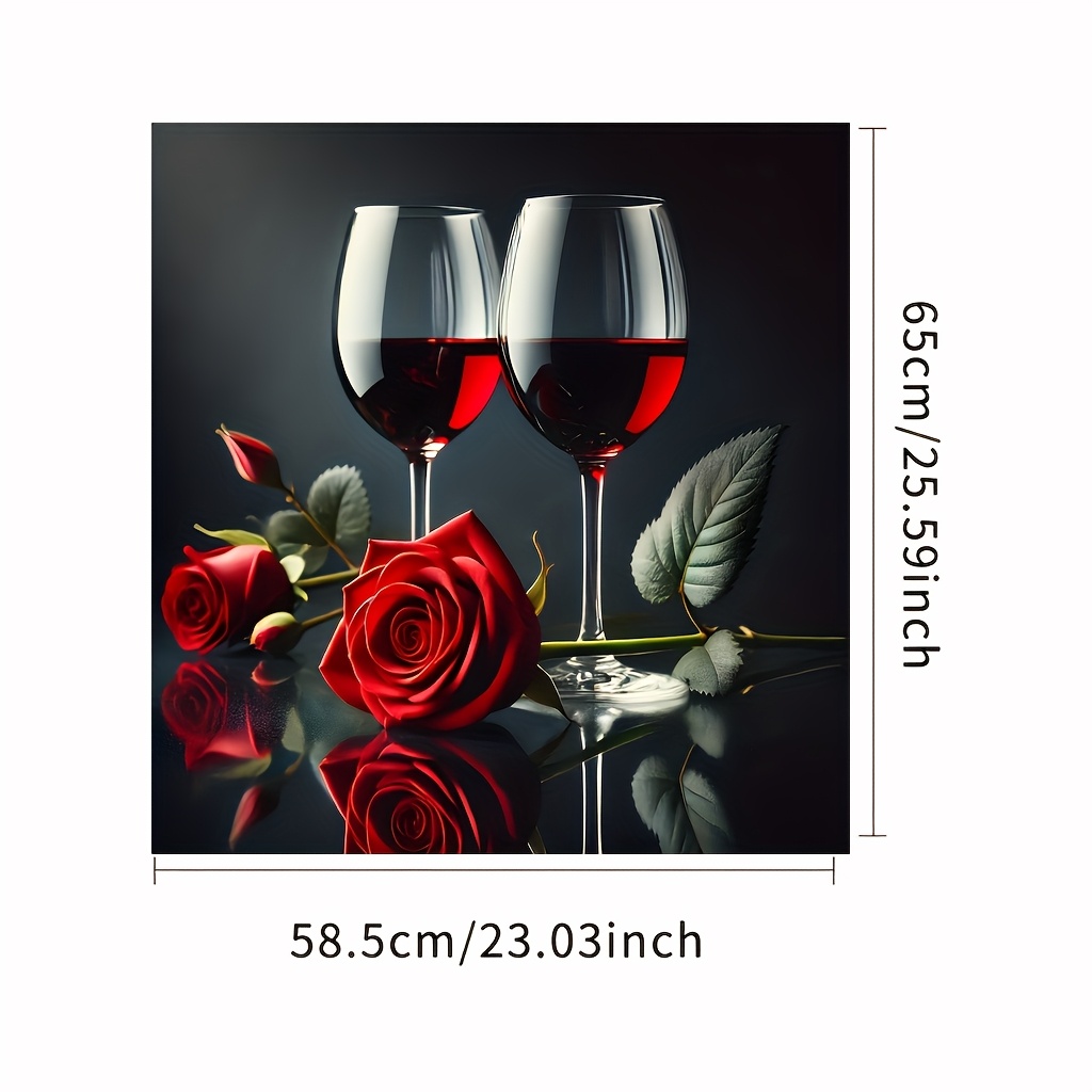 TEMU 2d Flat, 1pc 2d Pvc Magnetic Dishwasher Door Cover Sticker With Rose And Red Wine , Waterproof, Easy To Clean, Reusable Adhesive, Suitable For