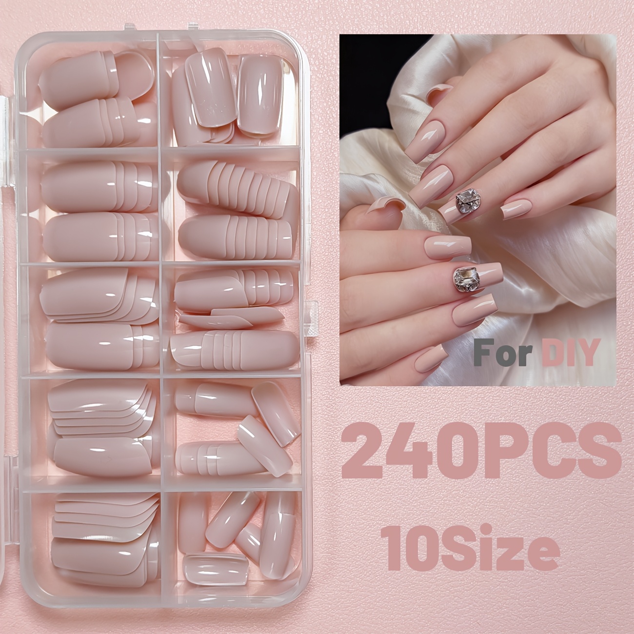 Image of Dusty On Nails 120/240pcs, Fall Press On Nails Short Square Coffin Fake Nails, 10 Size Full Cover Nail Tips With Box, Nail Tips Set For Women And