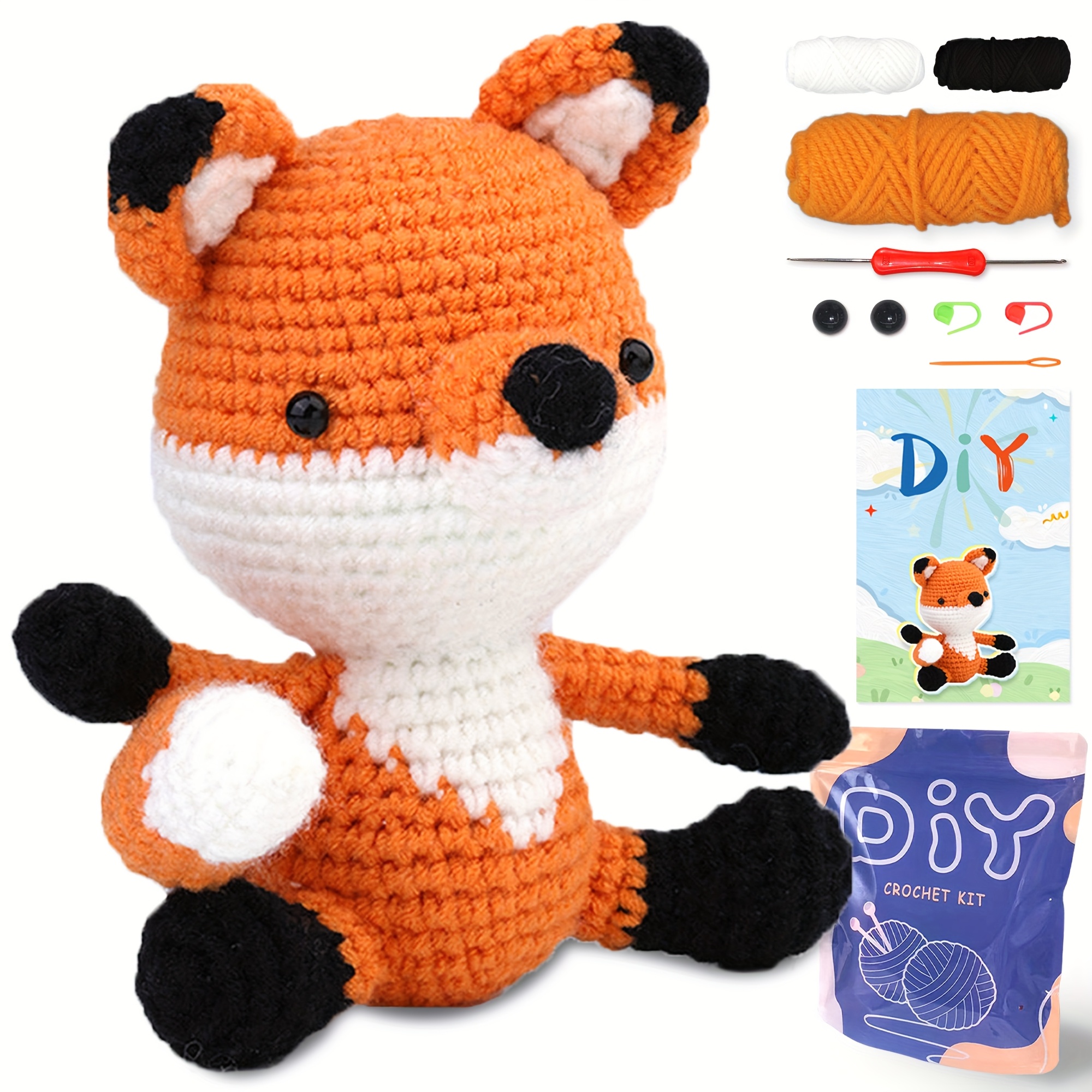 

Beginner- Fox Crochet Kit -by- - Knitting Set For Adults, /