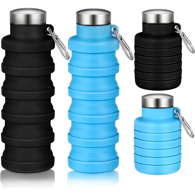 2 Stück Faltbare Silikon-Wasserflaschen – 500 Ml, BPA-frei, Mit Karabiner, Für Sport & Reisen