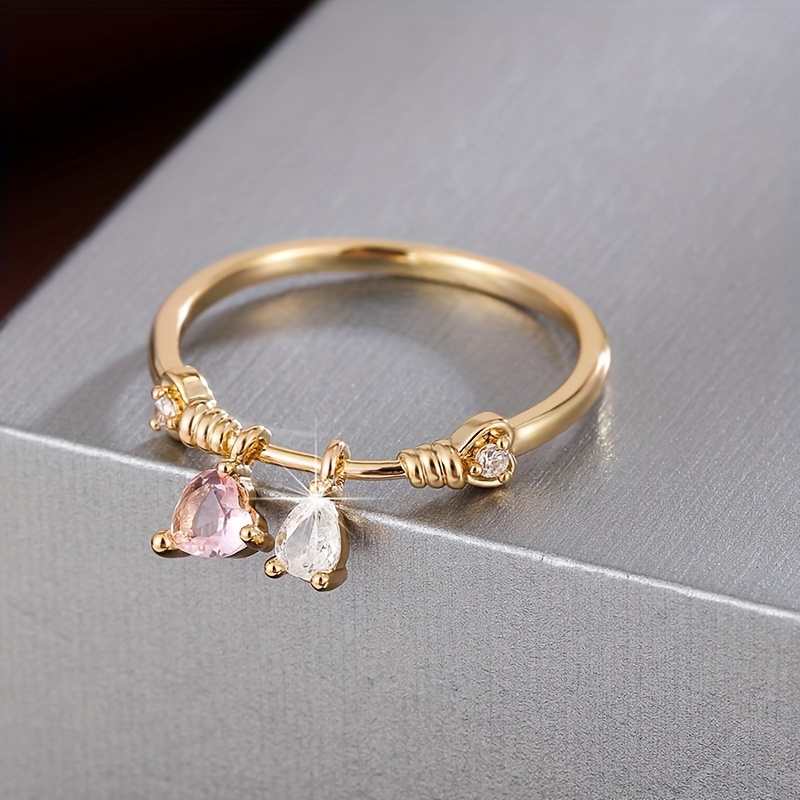 A Beautifully Designed Heart-shaped Pendant Ring For Women, Set With Synthetic Zirconia