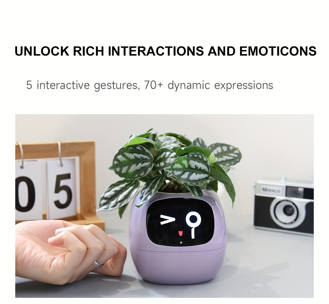 Ivy Intelligent Flower Pot For Home Decoration Plants Companion   Setup   Pet Planter Robot Guidance On Plant Care With Emojis Free Shipping On Items Shipped From Temu Temu details 4