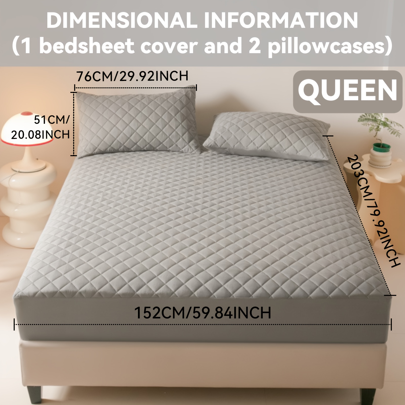 TEMU 2/3pcs Full Size Waterproof Mattress Protector - Cooling Breathable Mattress Cover, Ultra Solid Color Sheet, Quilted Waterproof Mattress Cover,