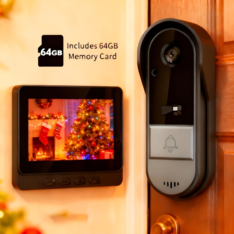 TEMU Smart 2-way Intercom Video Doorbell: 4.3-inch 1080p Fhd Display, 170° Viewing Angle, Fhd Night Vision, Battery/ Usb , No Wifi Needed, Sd Card