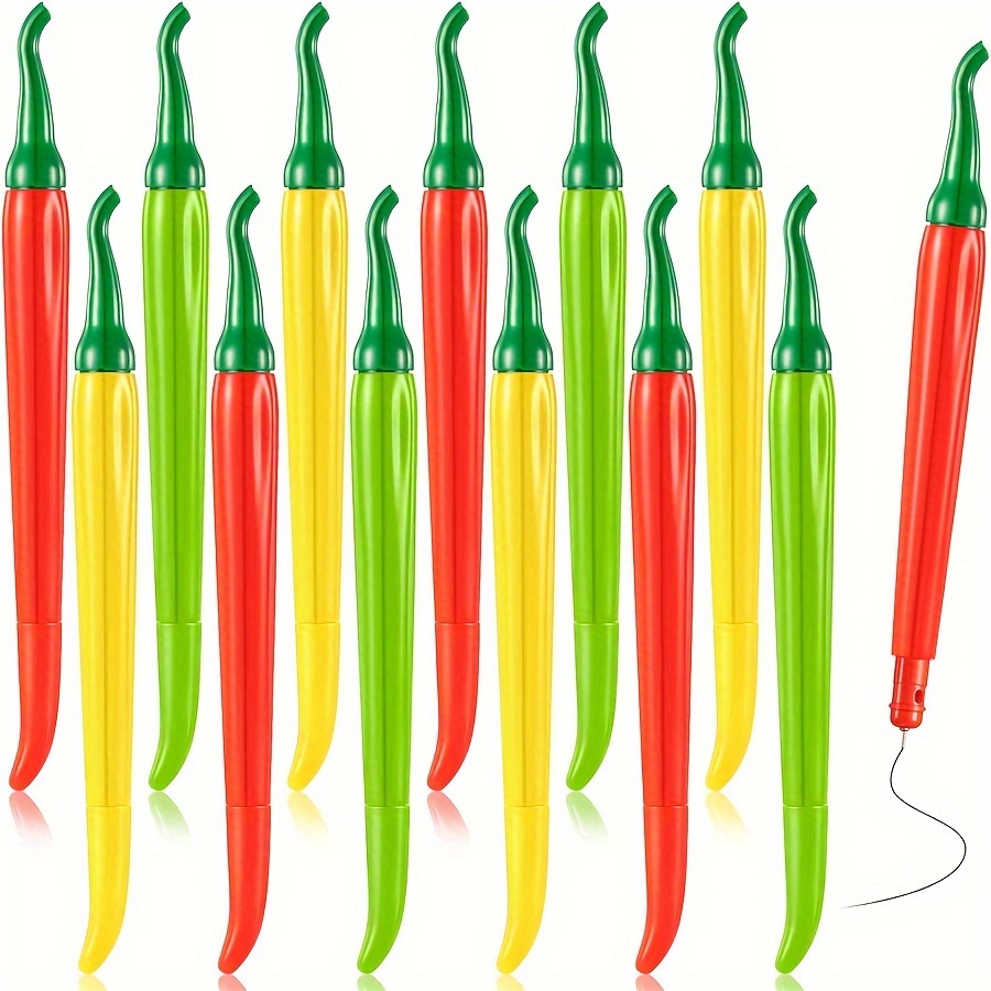 

3pcs Chili Pepper Shaped Ballpoint Pens - Cute Novelty Instruments For School, Office & Party