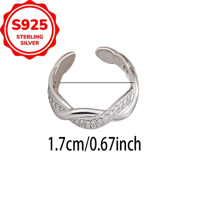 Women's S925 Silver Wave Cross-Design Open Toe Ring