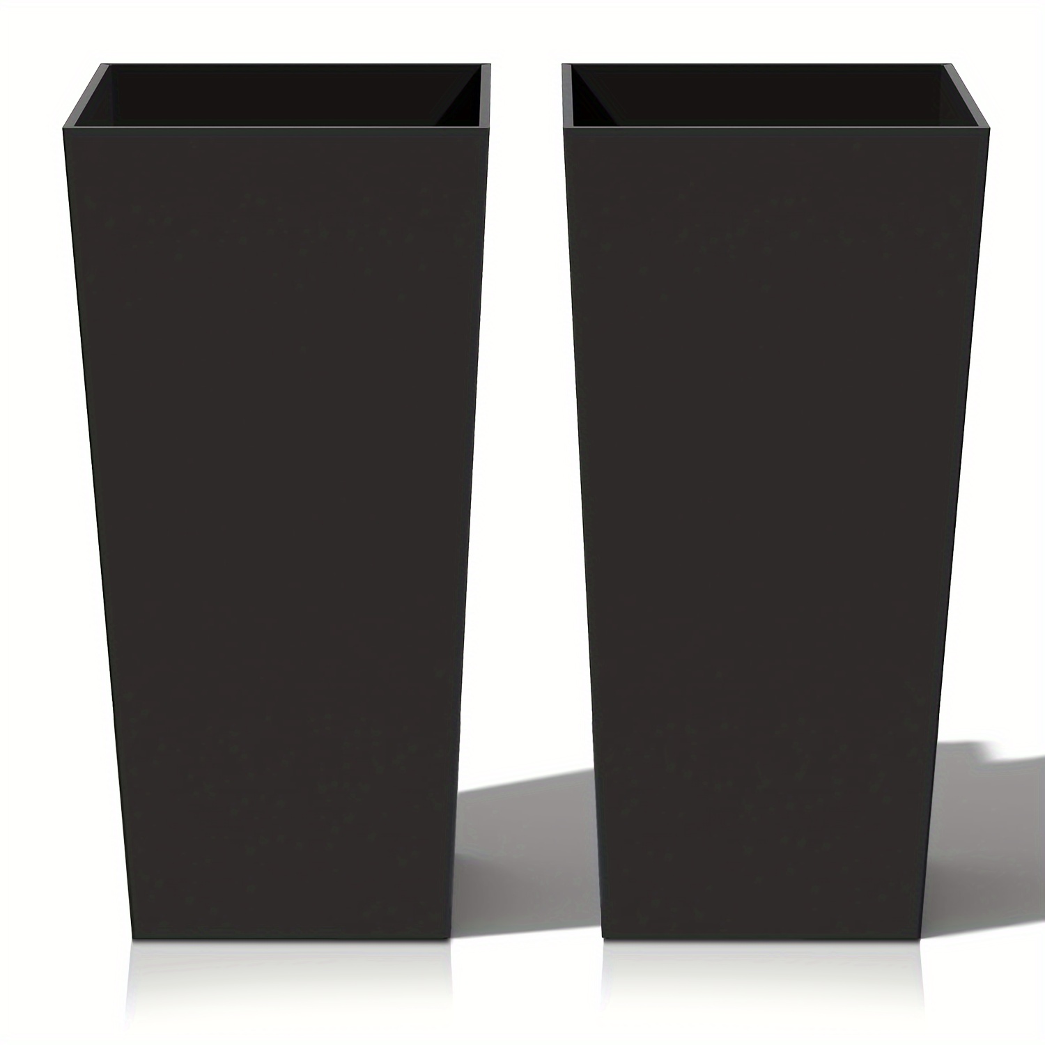 

Tall Planter Outdoor Indoor, Resin Plant Pot For Trees Flowers, Set Of 2 (27.5 Inch, Black)