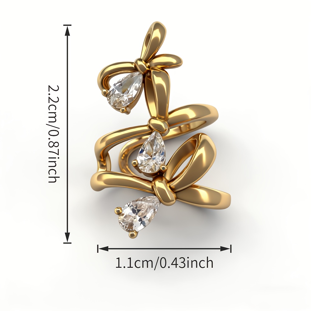 Women's 18K Golden Plated Personalized Bow Earring Clip, Unique Design