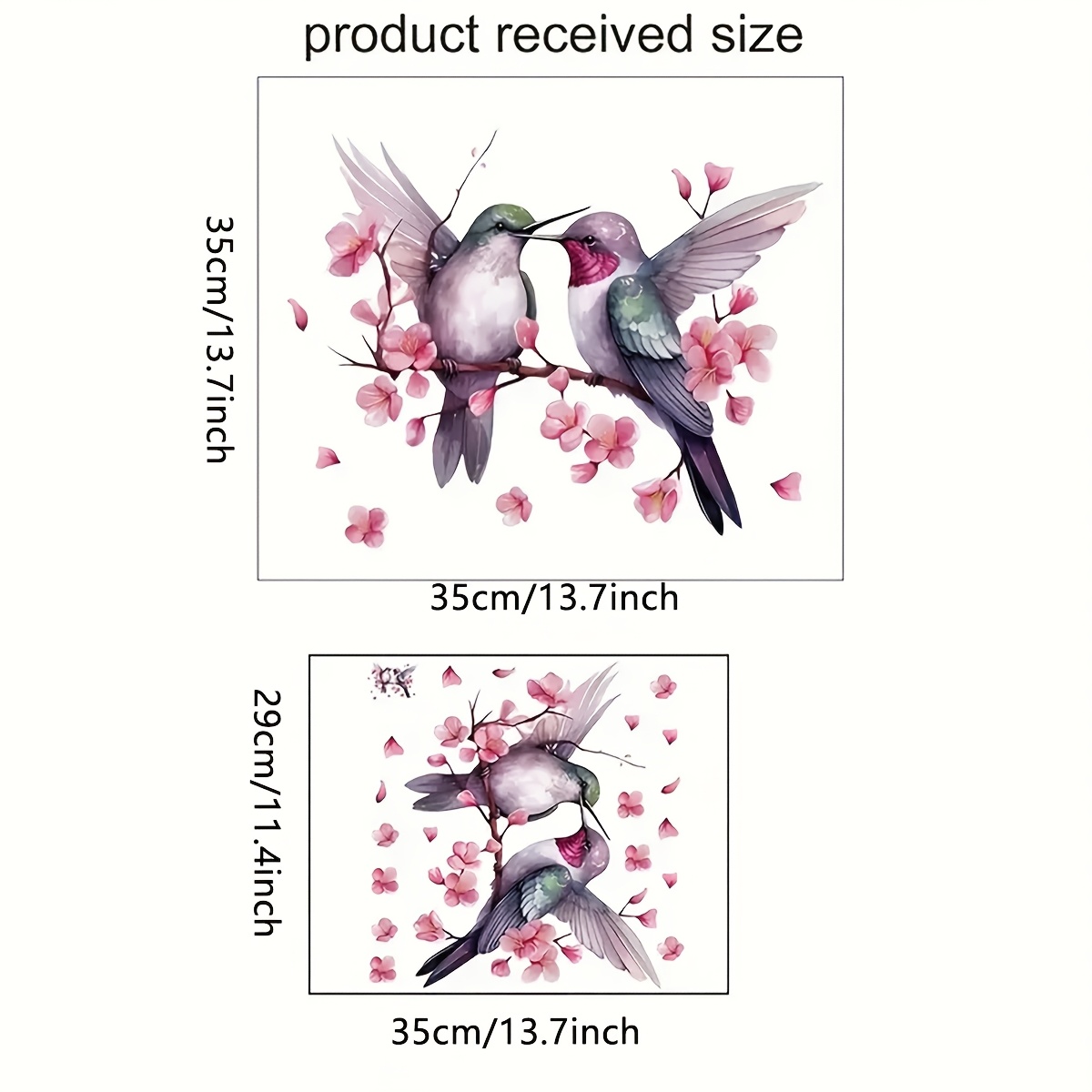 Hummingbird & Cherry Wall Decal - , Self-adhesive Pvc, Removable & Durable Sticker For Living Room And Bedroom Decor