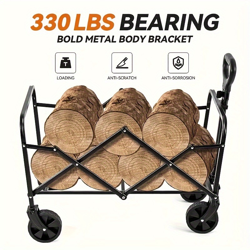 1pc heavy duty folding utility wagon collapsible garden cart with all terrain tires multipurpose for grocery camping garden beach no electricity needed no battery required details 6