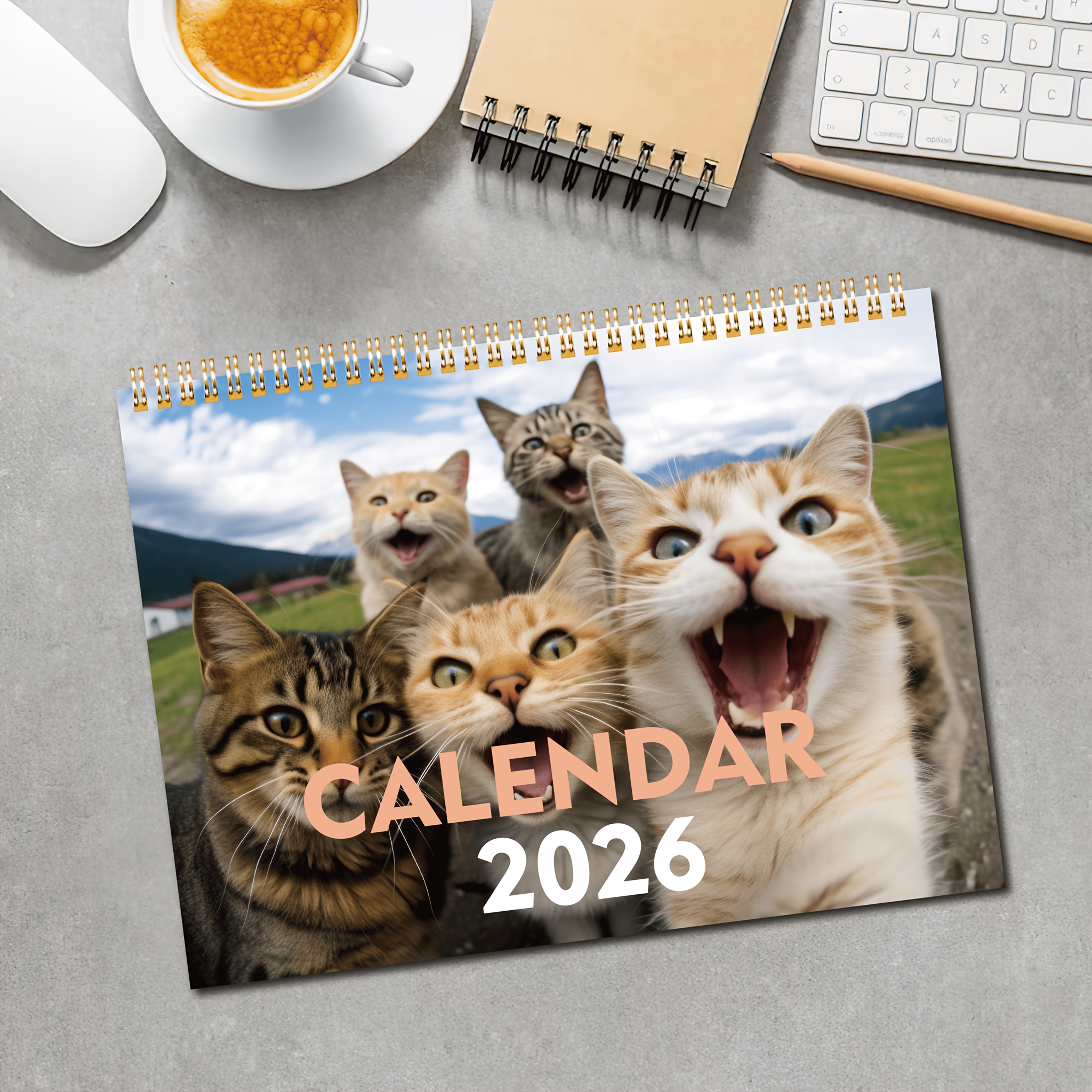 Image of 2026 Cats Wall Calendar - Hilarious 12-month Cat Selfies Series, Perfect Gift For Cat Lovers