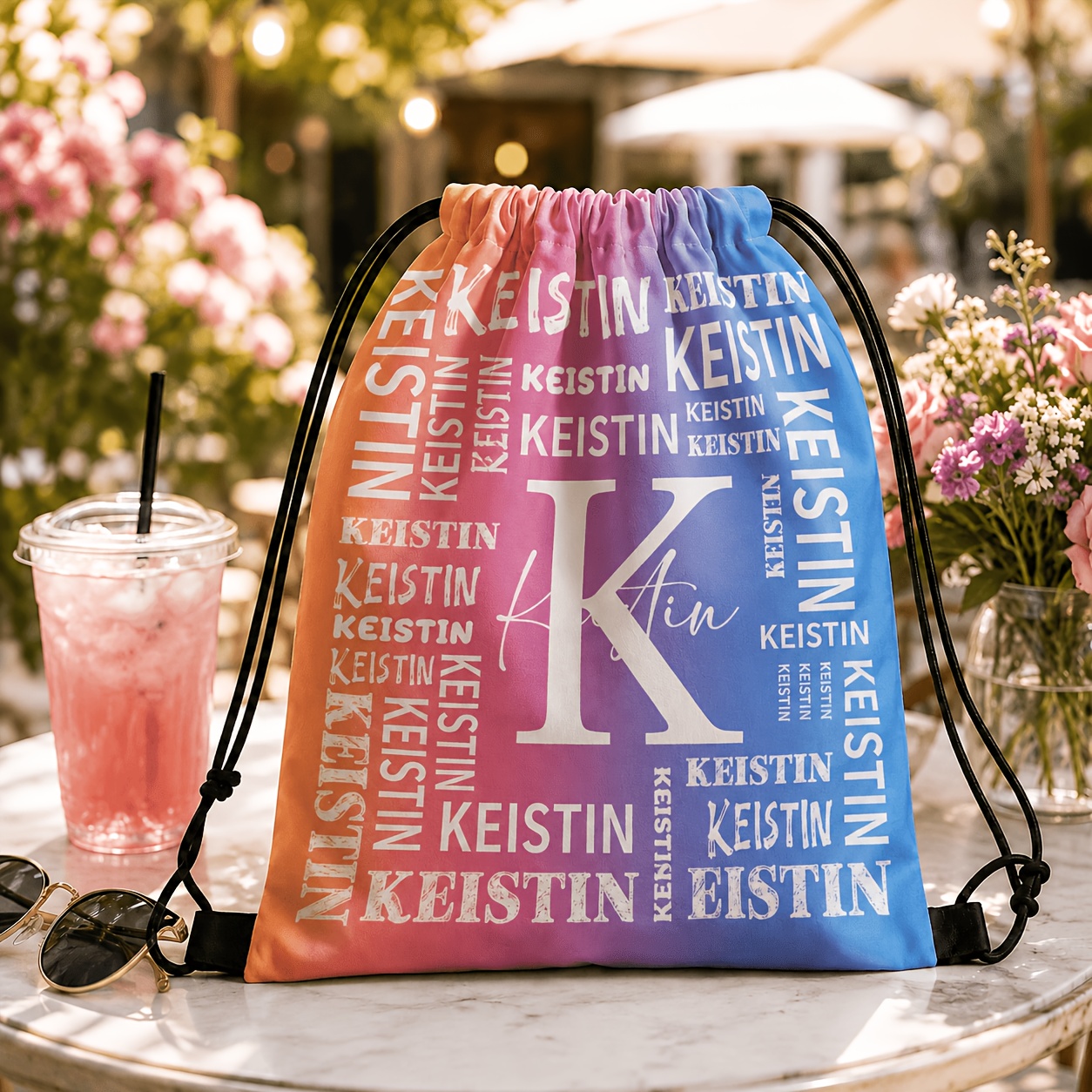 TEMU This Single Custom Drawstring Backpack Is Online For Aesthetics, Fresh And Exquisite Printed And Versatile! For Custom Name Engraving, A . Thick