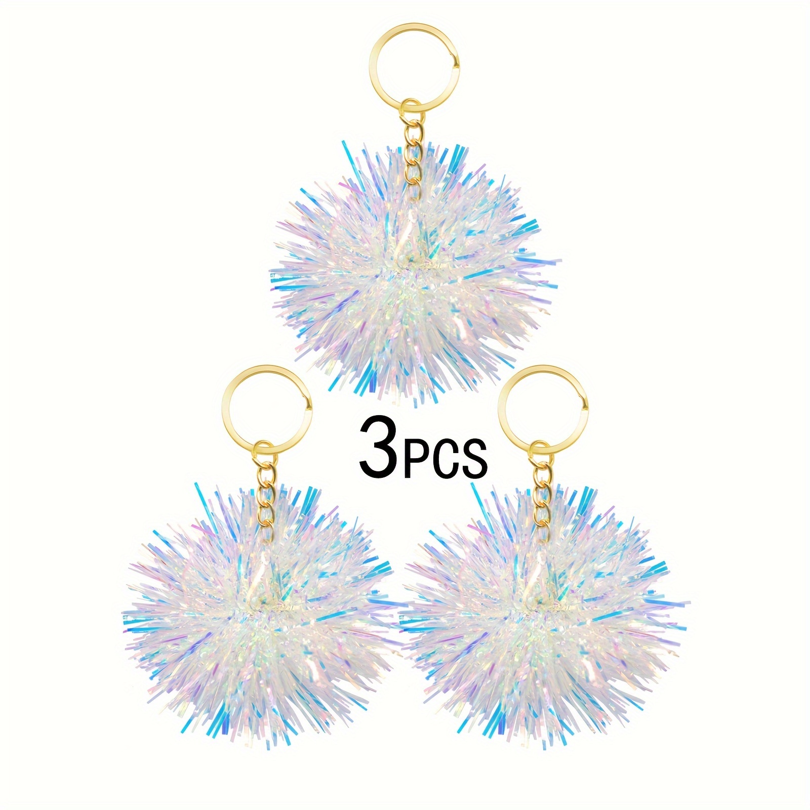 Image of 3pcs Of Colorful Laser Keychain Additions, Suitable For Bag And Phone Charms, Festive Party Decorations