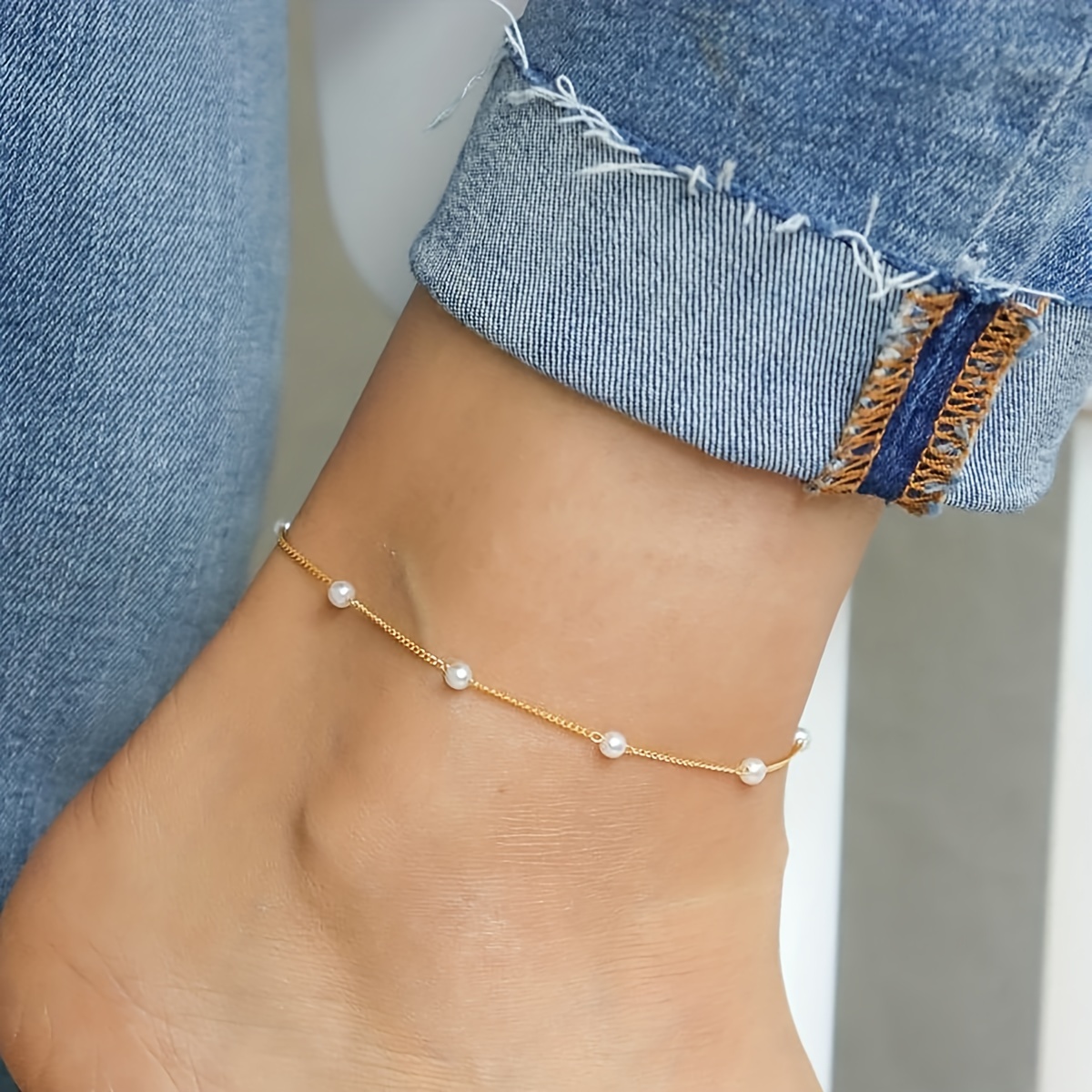 

Simple Europe And The United States 9 Pearls Fashion With Light Luxury Niche High-end Design Sense Anklet