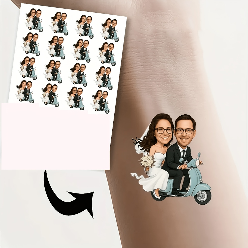 TEMU 16 adesivi tatuaggio personalizzati per matrimonio, per feste di matrimonio - personalizzati per sposa e con tatuaggi temporanei, divertenti