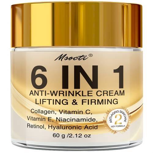 6 in 1 instant firming and lifting cream moisturizes smoothes dry skin enhances radiance and skincare skin look contains retinol hyaluronic acid niacinamide collagen 60g non greasy