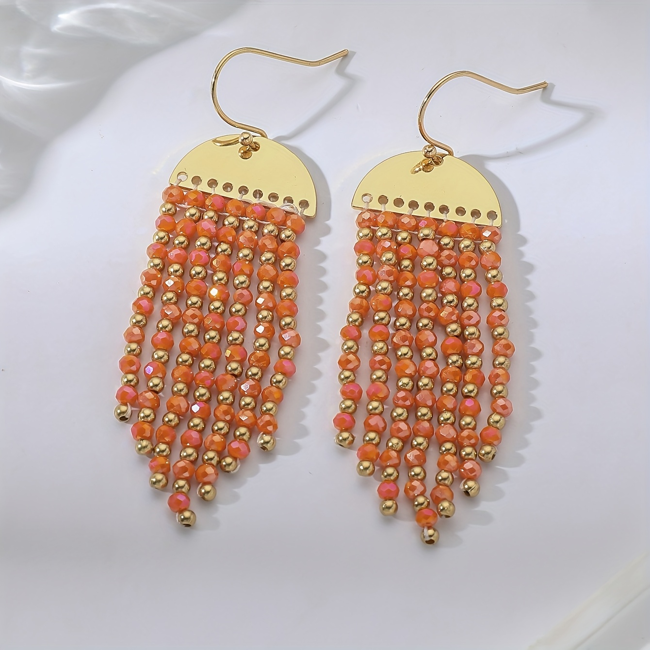Bohemian Style Long Dangle Earrings Ethnic Beaded Drop Gift for Mom BFF