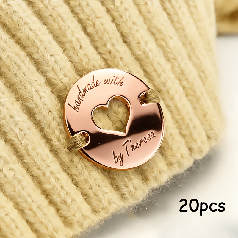 TEMU 20pcs Custom Personalized Engraved Buttons, Personalized Mirror Acrylic Tags For Knitting, Craft Product Labels, Name Tags, Handmade Labels