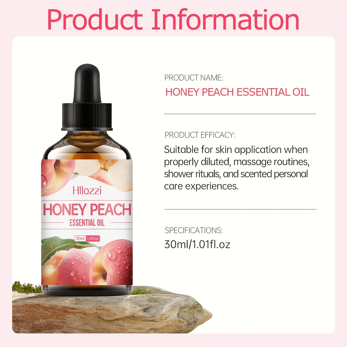 Honey Peach Essential Oil, Sweet Peach Scent Moisturizing Oil for Hair, Face And Body Care, Suitable For, Bath Routine And Body Massage, Alcohol-Free, Suitable for All Skin Types