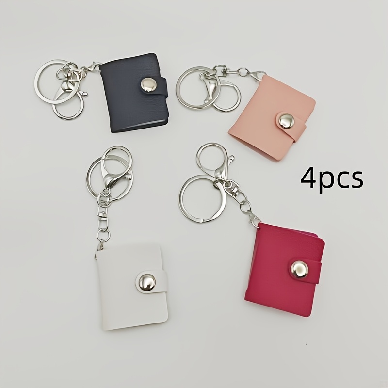 Image of 4pcs Set Mini Photo Storage Bag Charms - Vintage Keychains, Holds 20pcs Mini Photos, Bestie Couple Gift, Portable Photo Keychain
