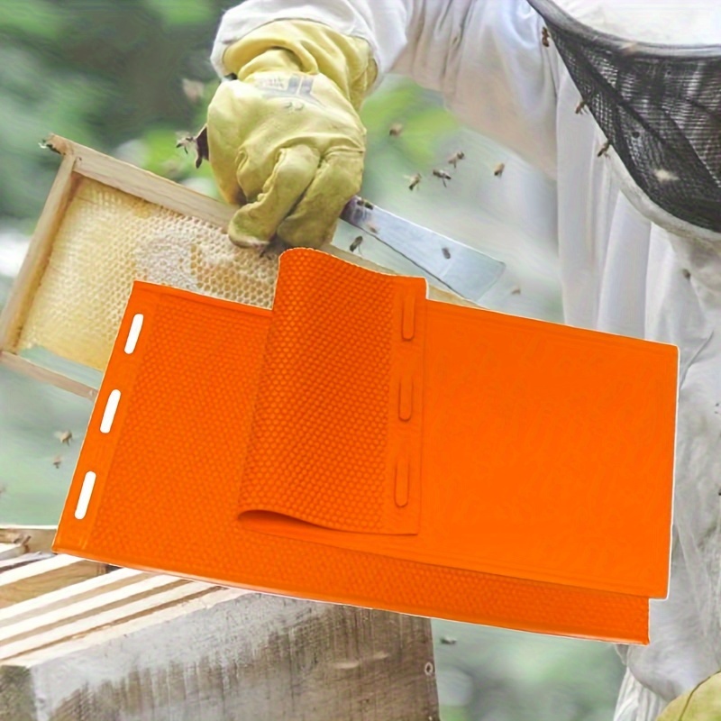 

1pc Beeswax Silicone Foundation Mold, Homemade Beeswax Foundation Sheet Mold, Orange