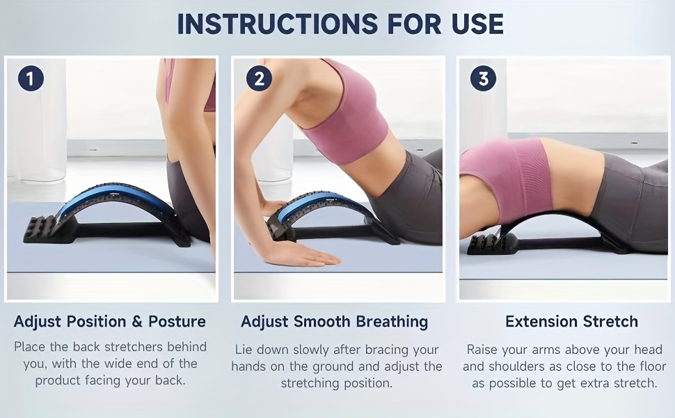 2pcs set of 3-level adjustable back stretcher and multifunctional yoga resistance band - multi-level spinal support plate, elastic waistband for open back and shoulder stretching, suitable for home gym, yard or outdoor use