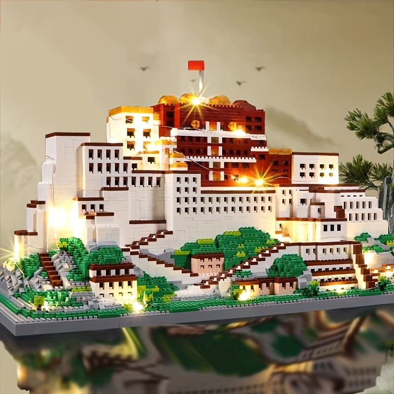 Buddha Palace Building Blocks Set, Mixed Colors ABS Material, Home Decoration