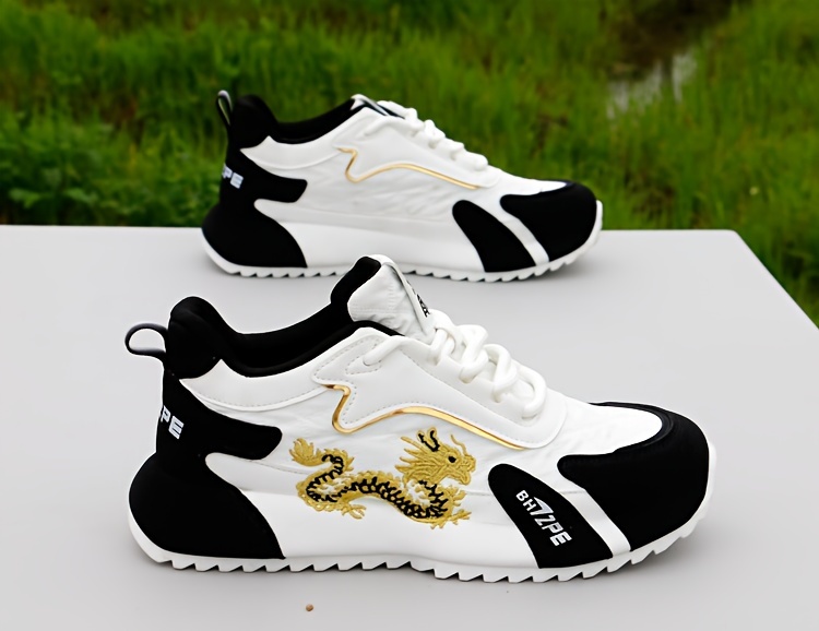 *'s Color Block Low Top Lace Up Running Shoes With Pattern, Non Slip  Durable Sneakers For