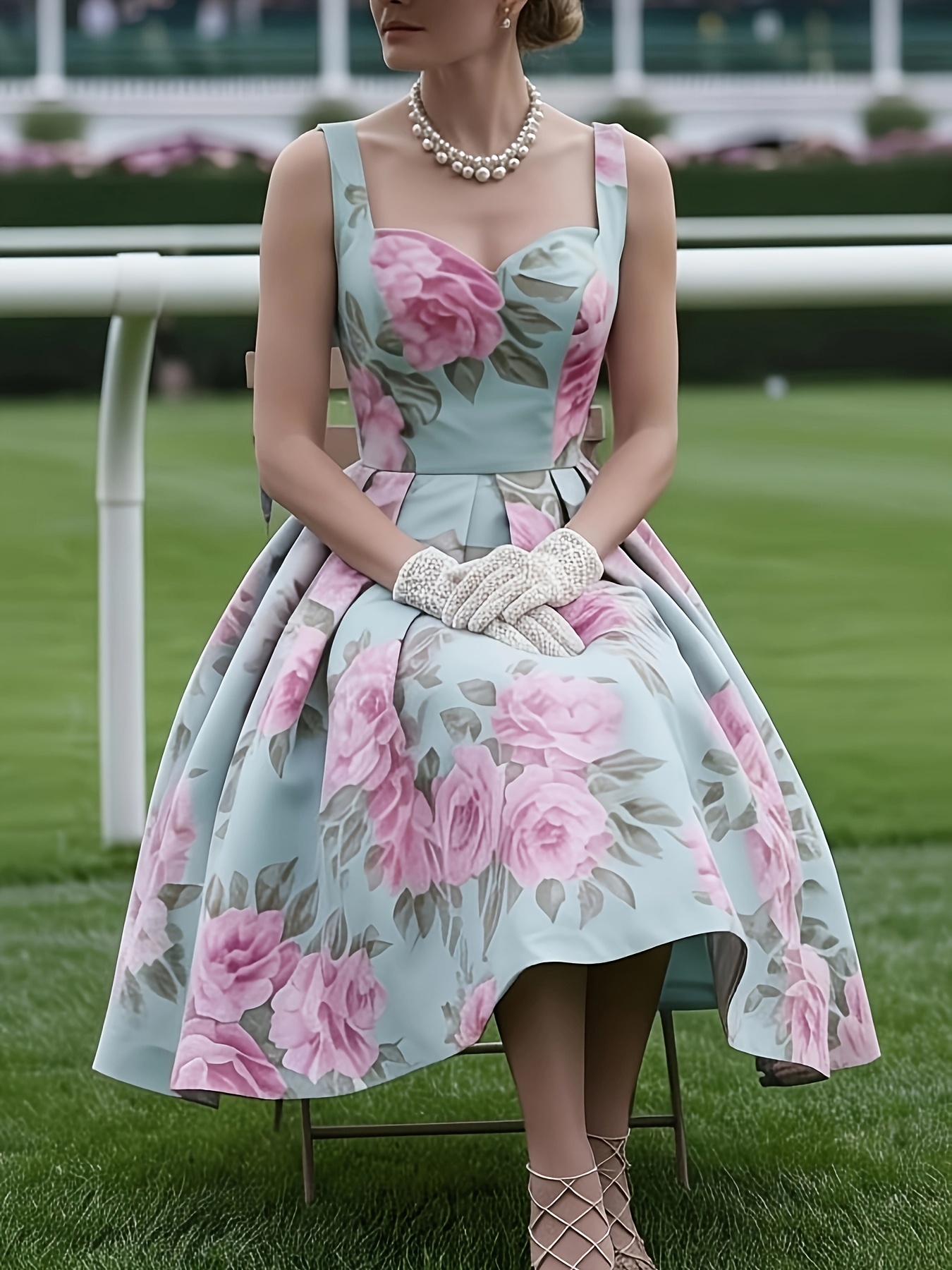 pink and green tea party dress Simple A-Line Tea-Length Tulle Prom Dress