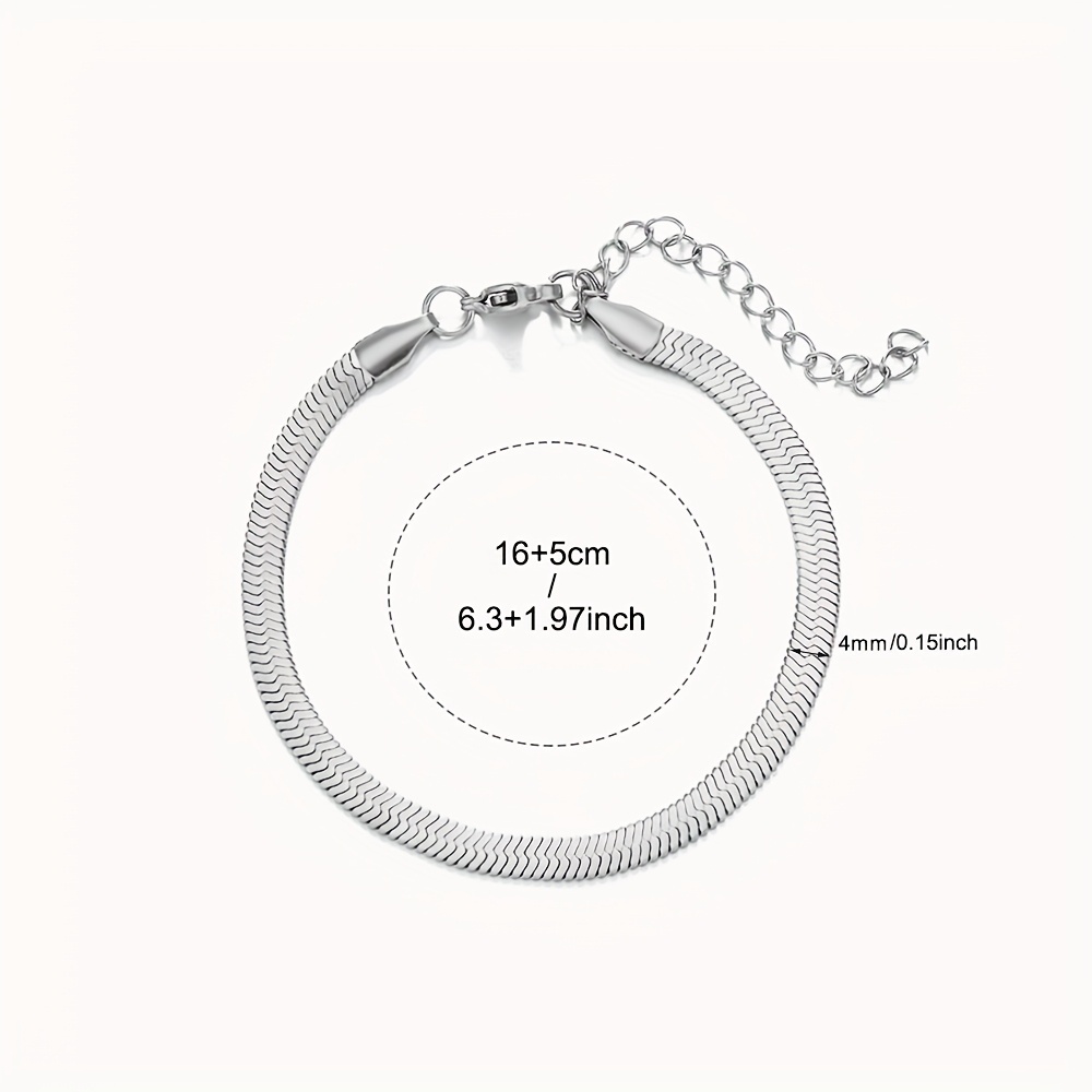Stainless Steel Flat Bone Chain Bracelet for Women