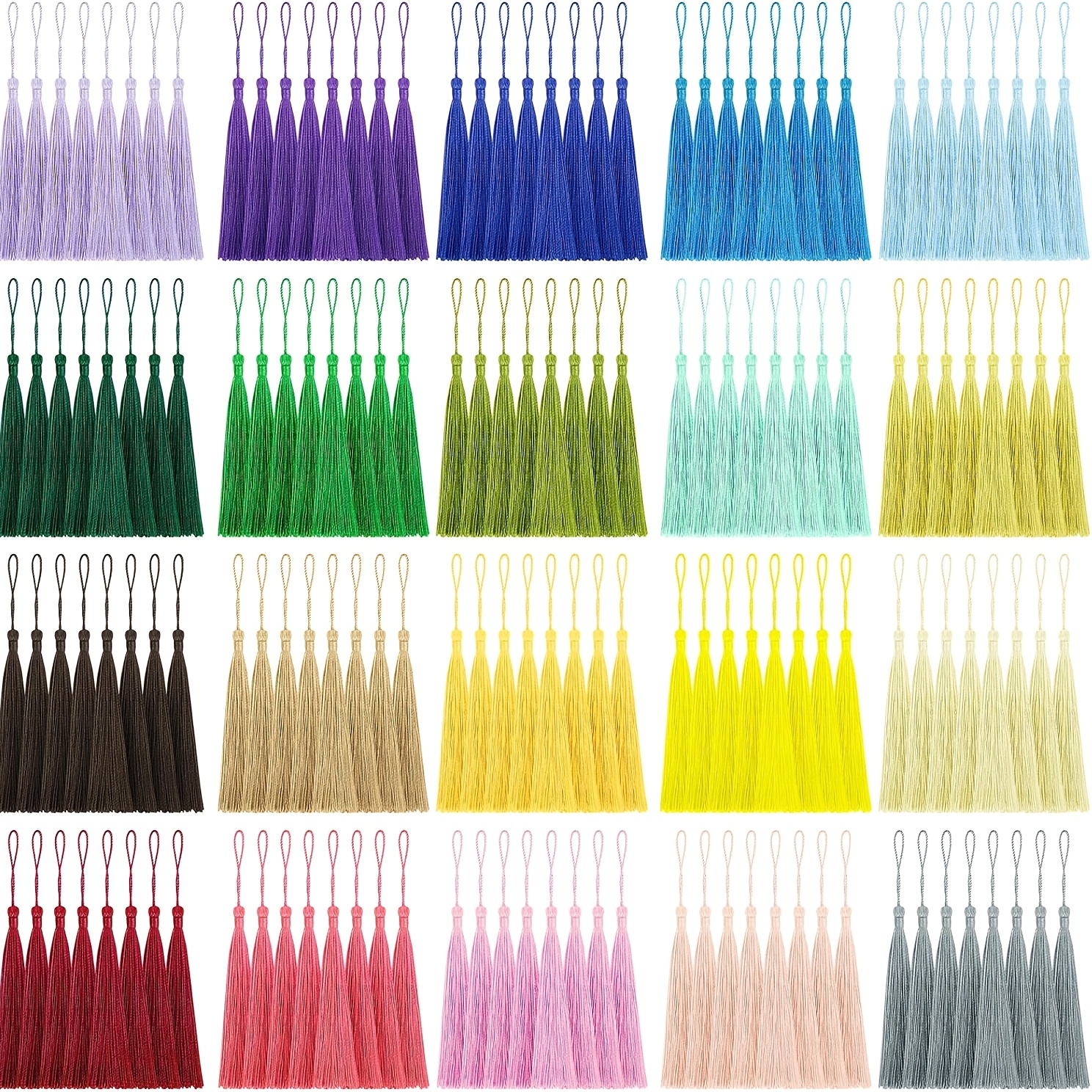 160 pack bulk bookmark tassels 5 inch soft tassels with loops 20 colors for bookmarks crafts keychain making multi color tassel set