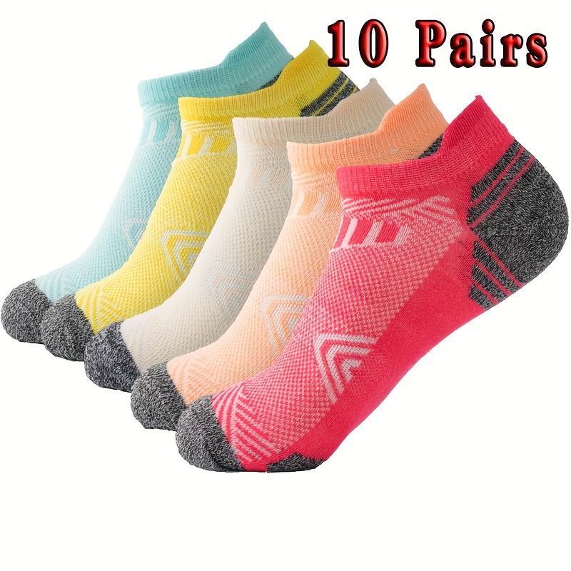 TEMU 10/-pair Women's Breathable Sports Socks, Colorful Low-cut Socks Suitable For Runners, Cyclists, , And Fitness Enthusiasts - Soft And Durable,