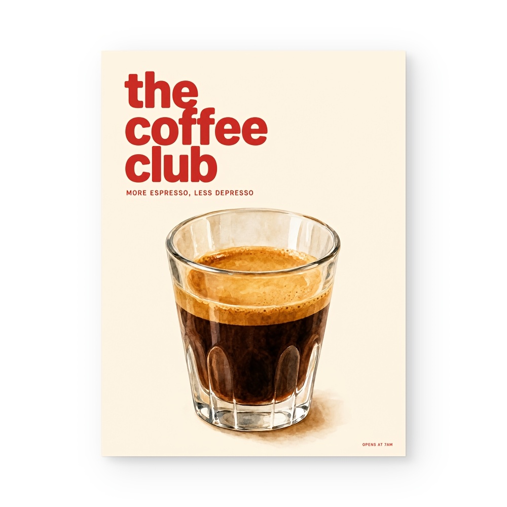 TEMU 2D-flaches, minimalistisches Espresso-Poster – Vertikale Kaffee-Tabelle, geeignet für Küche, Heimbüro-Dekor, italienisches Getränke--Kunstwerk,