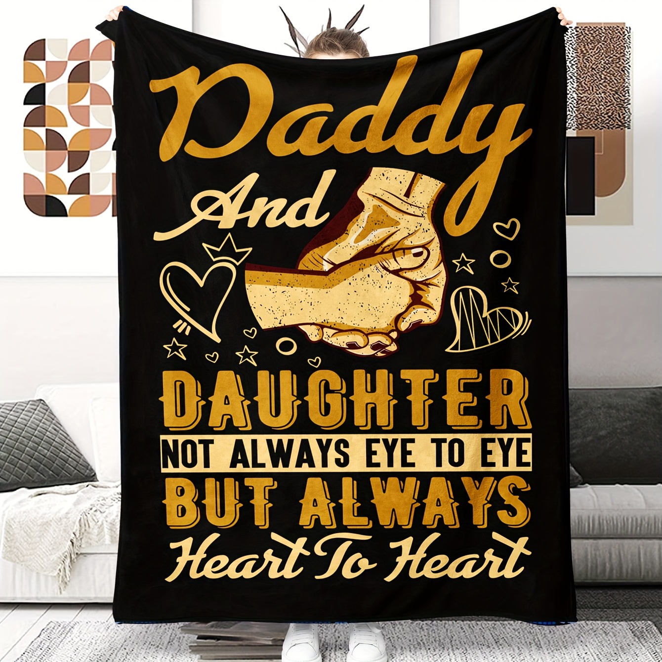 

1pc Daddy And Daughter Fleece Blanket, Soft Plush Throw Blanket, Father-daughter Gift, , Decor