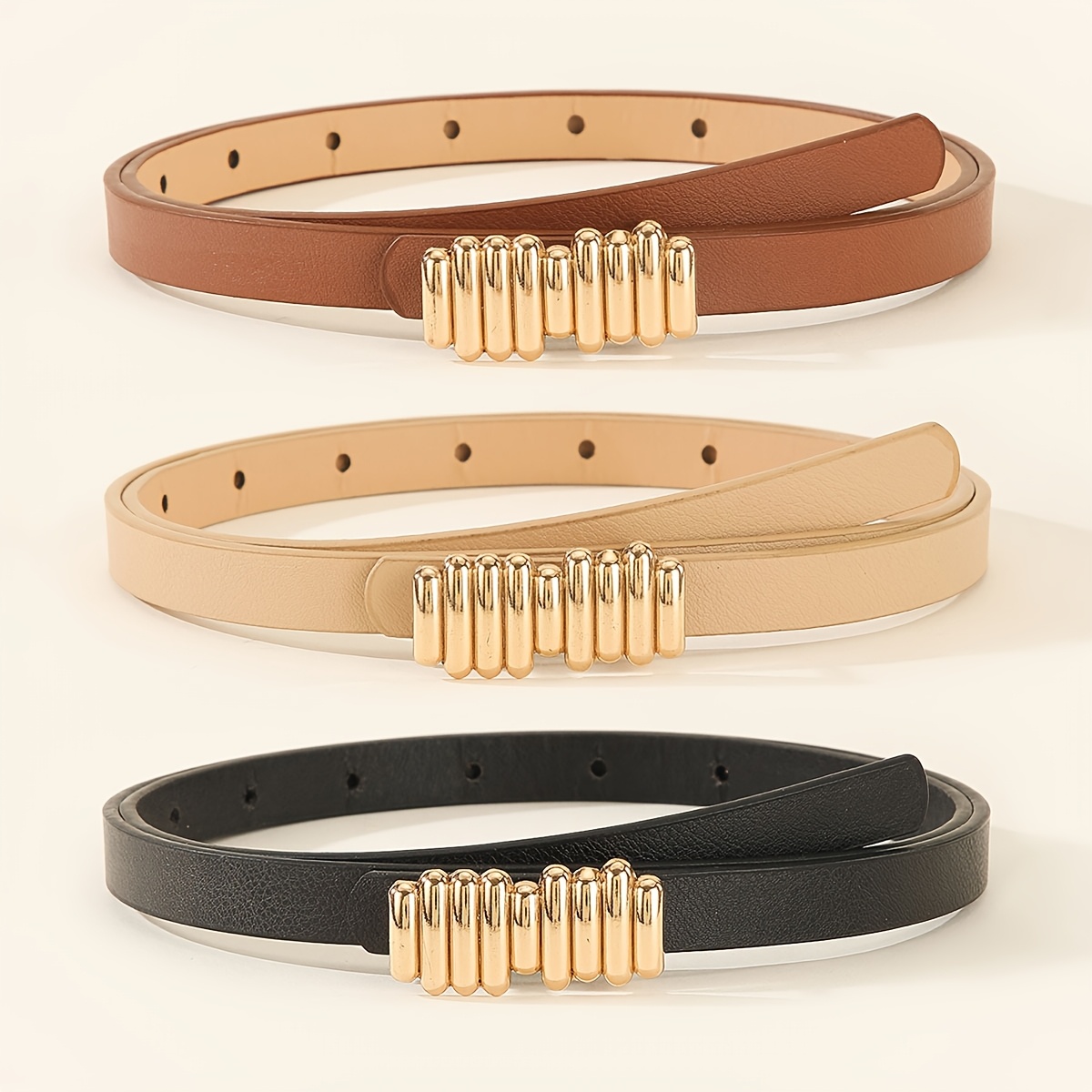 Set of 3 Women'S Belts, Stylish And Easy Belts, Perfect for Everyday Casual Outfits, School Style, And to Complement Skirts And Jeans