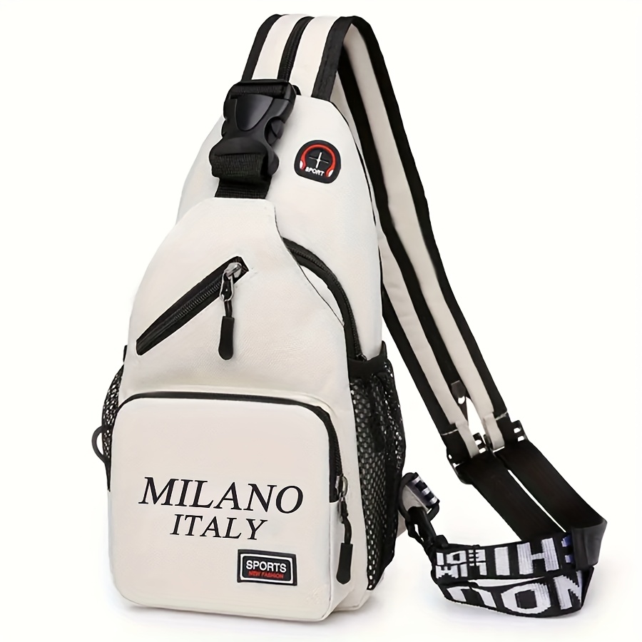 TEMU Letter Pattern Printed Oxford Crossbody Bag, Casual Commuting Backpack, Adjustable Shoulder Strap And Zipper Design, Suitable For Outdoor, Work,
