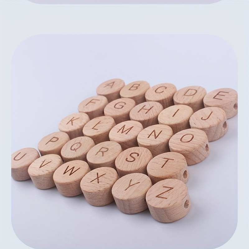 

52pcs/set 15mm Round English Letter Beads Wood Beads Pendant Handmade Diy Making Beads Jewelry Materials