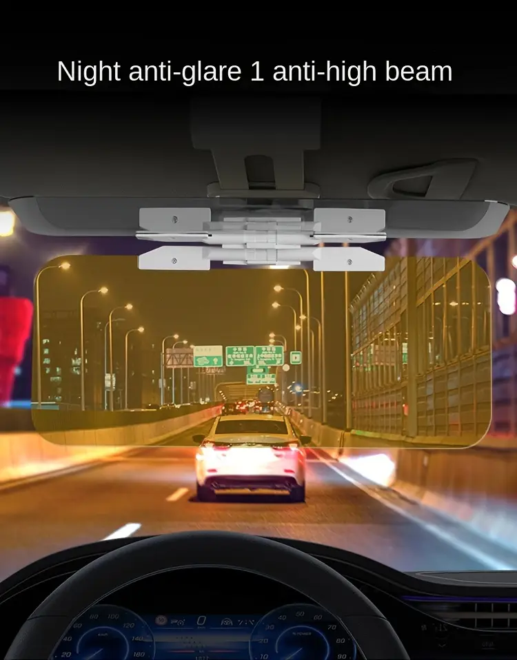 hd sun visor: anti glare car sunshade day night driving pu details 7