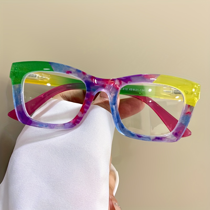 

Cat Eye Square Glasses, Classic Computer Non-prescription Eyeglasses, Retro Style With Cute Design, Multi-color Options, For Fashion And Eye Protection