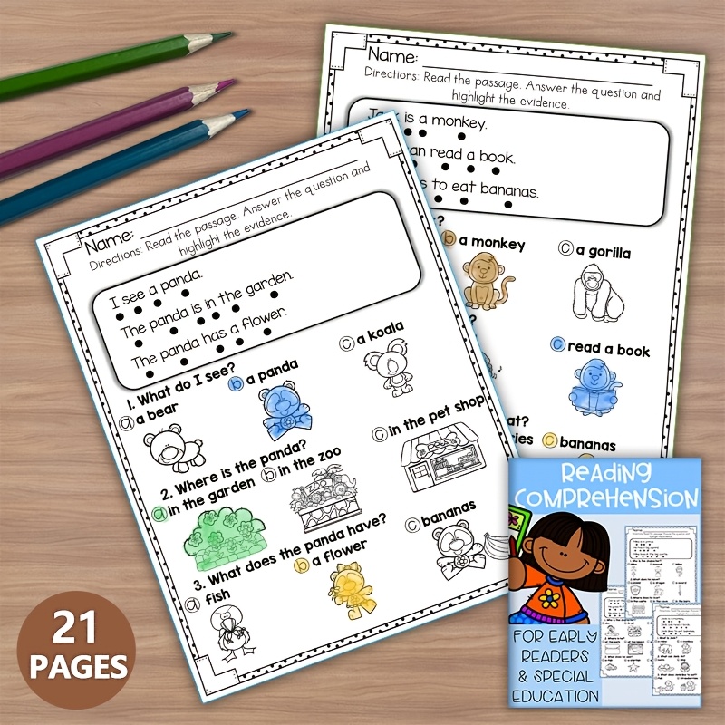 

21-page Early Readers Worksheets Set - Fun & Educational Activities For , Homeschool & , , With , Bear, Giraffe & More, Ideal For Beginning Readers