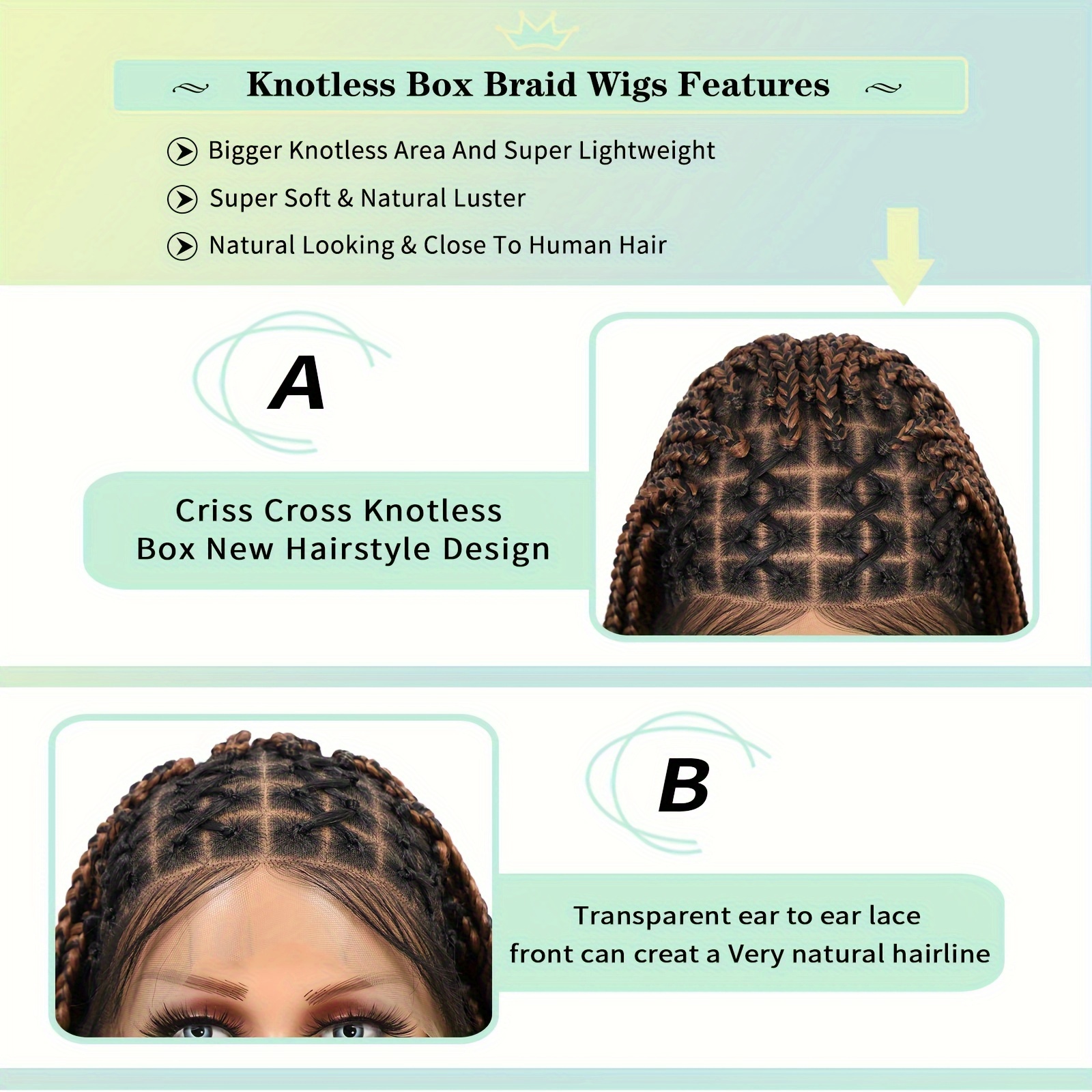 Criss Cross Knotless Box Braided Wigs Cornrow Lace Braids - Temu Philippines