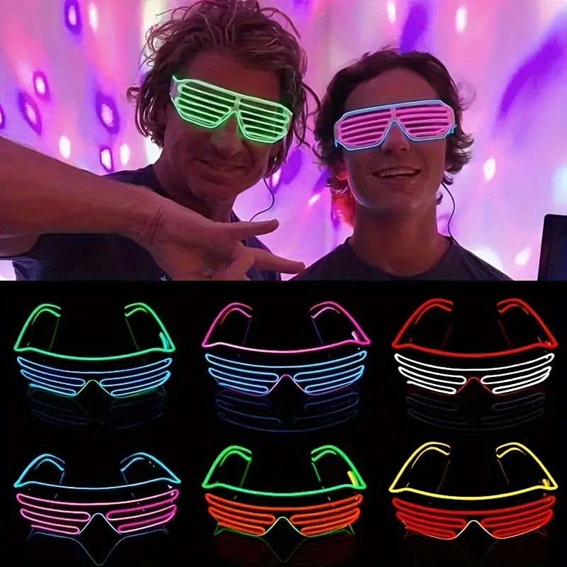 

1pc Led Neon Glow Party Glasses, Dual-color Blade El Flashing Eyewear, Plastic Lens, , , Non-washable, Accessory For 's Day, Easter, Christmas, Suitable For 14+