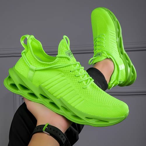 einfarbige strick-sneakers, schnür-schuhe mit weicher sohle und plateau, atmungsaktive, niedrige walking-schuhe