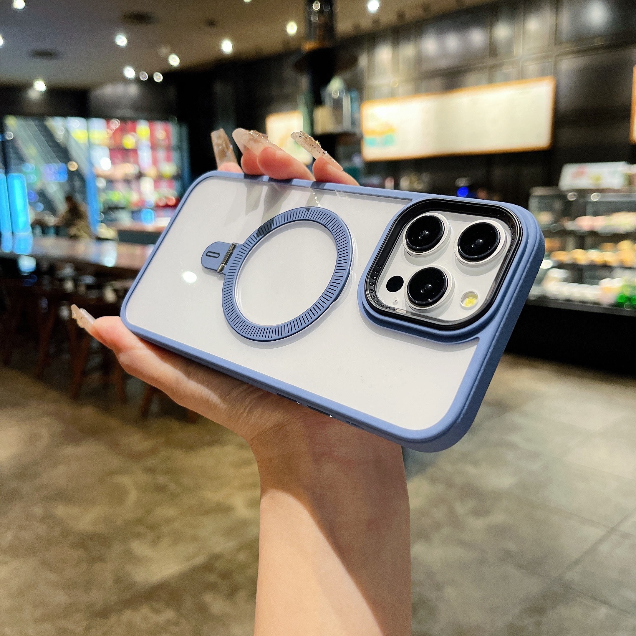 Suitable For Case For 16promax 16pro 16Plus 16 Transparent HD Shockproof Protective Magnetic Cell Phone Cover, Foldable Phone Holder On The Back_voghion.com