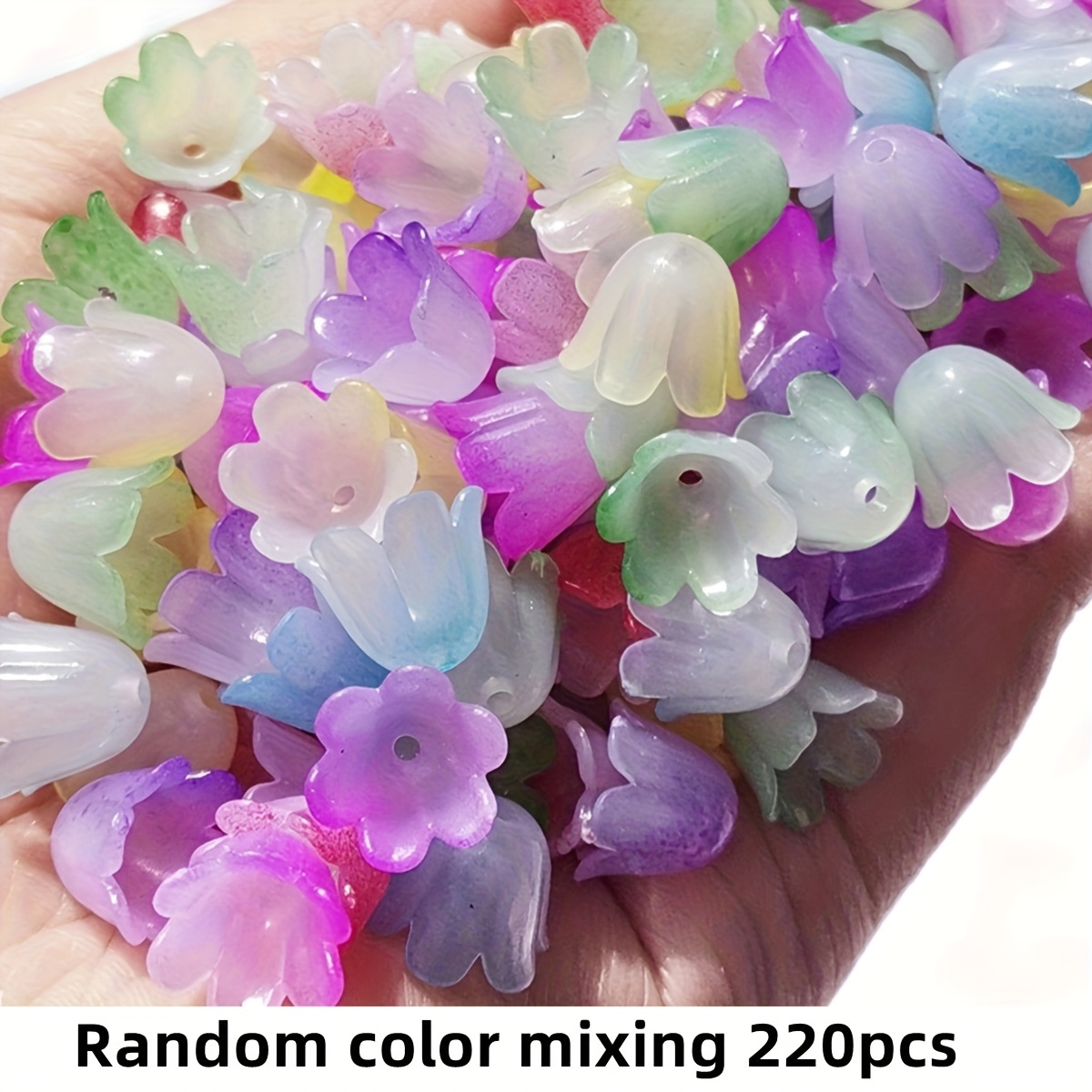 E-shop 220/110 Stück 11mm Windspiele mit zufälligen Farben, lose Perlen, transparenter Farbverlauf mit kleinen Loch-Spacer-Perlen für Schmuck,