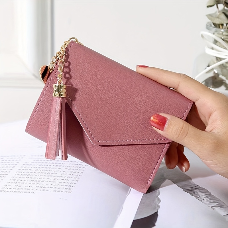 TEMU New Women's Short Wallet, Fashionable And Simple Cardholder With Casual Tassel