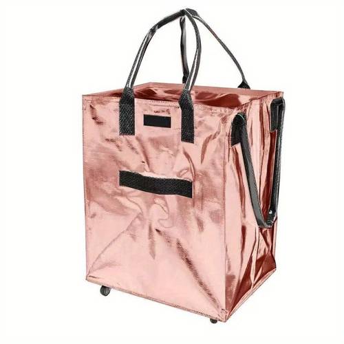 large capacity folding shopping cart bag with wheels portable foldable ideal for shopping and camping holds over 10l