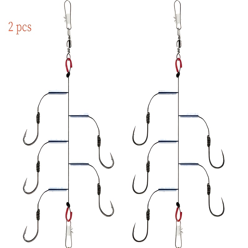 Image of 2pscstainless Steel Fishing Hooks, Anti-tangling Rig For Surf Rod, Raft Rod, And Long Cast Rod Rig With 5 Hooks